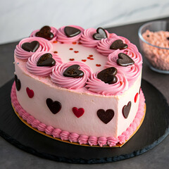 Heart shape cake over white background
