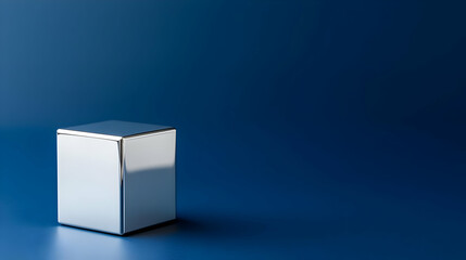 Silver Cube On A Blue Background