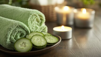 Cucumber Extract on a Calm Surface: Refreshing Essence in a Tranquil Setting