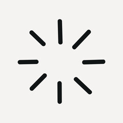 Minimalist loading icon with radial lines on a light, element vector
