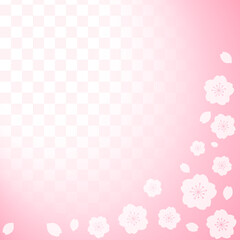 春の桜と和柄のフレーム素材　ピンク