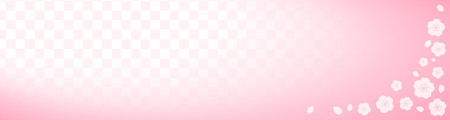 春の桜と和柄の横長のフレーム素材　ピンク