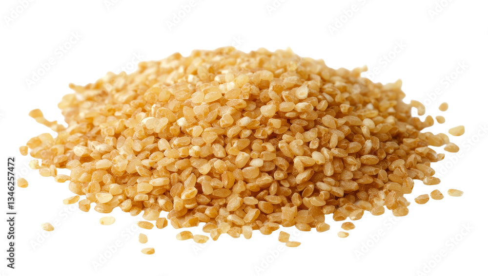 Poster Peanuts that have been chopped up are piled and isolated on a white background