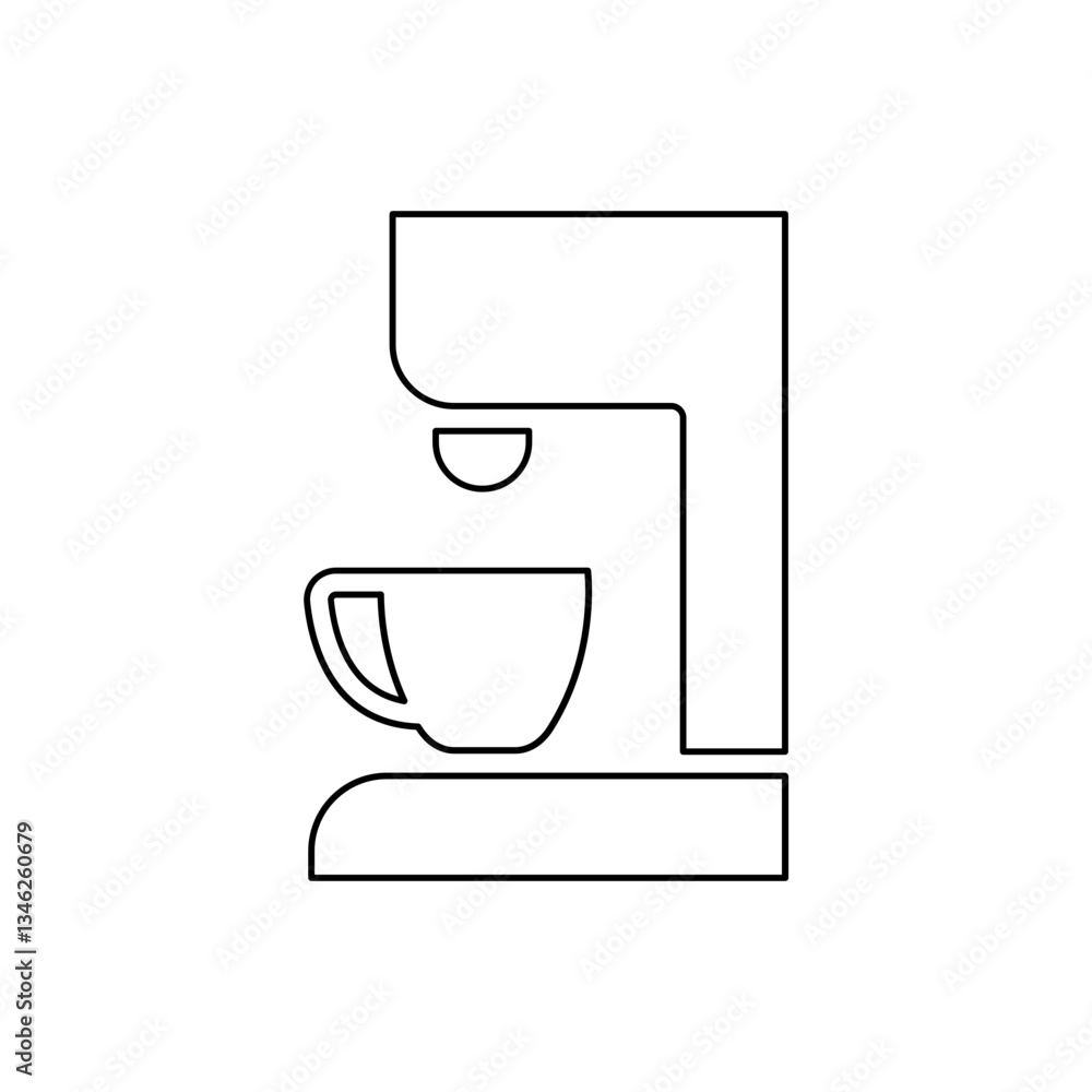 Poster coffee machine icon in line style