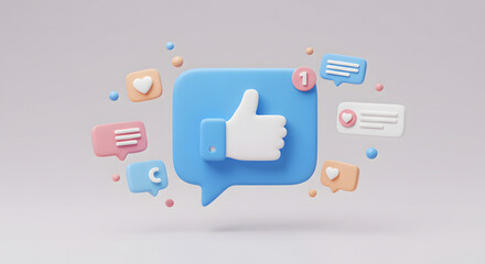 3D Social Media Like Button with Notifications Engagement and Digital Interaction