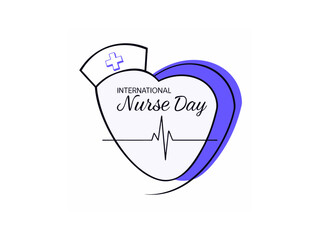 A stylized graphic commemorating International Nurses Day. typography, hart, International Nurses Day, Vector silhouette out line illustration. International Nurse's Day. 12th May. World Nurse day.