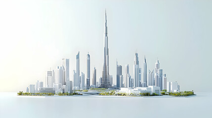 Digital Illustration Of Dubai Cityscape