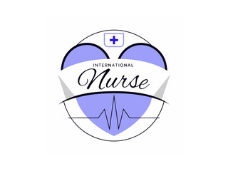 A stylized graphic commemorating International Nurses Day. typography, hart, International Nurses Day, Vector silhouette out line illustration. International Nurse's Day. 12th May. World Nurse day.