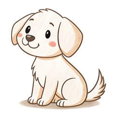 Cute Puppy with friendly mood sitting against white background