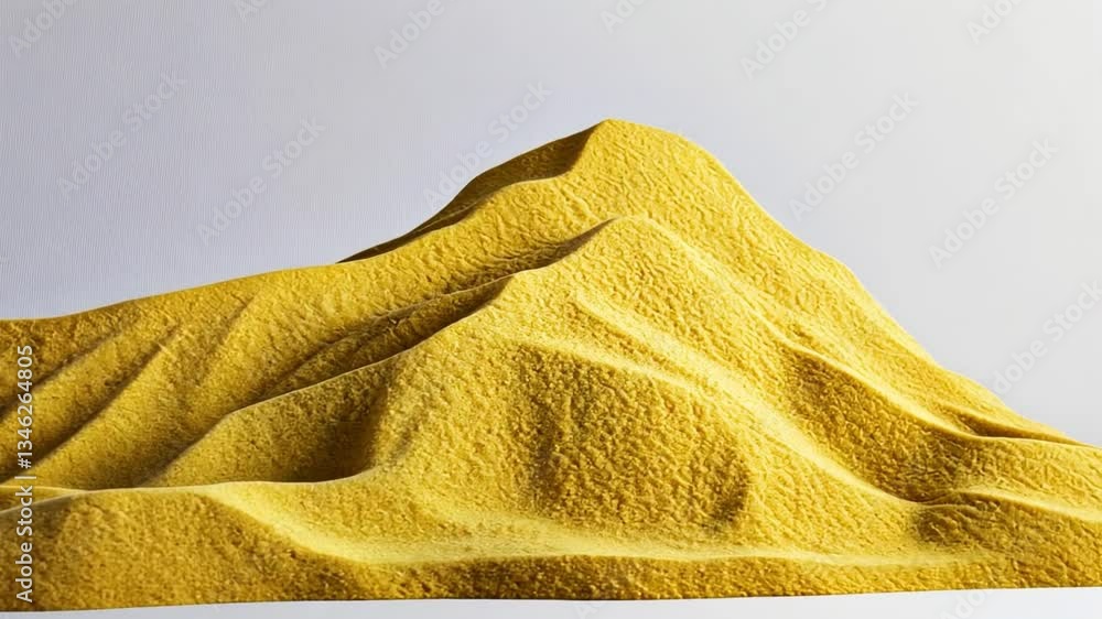 Poster abstract representation of vibrant yellow sand dunes with soft curves and undulating textures reflec