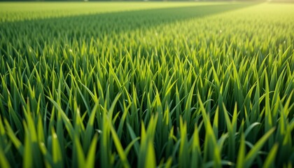 Obraz premium A vibrant field of green grass growing with sunlight
