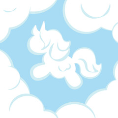 Unicorn Shaped Cloud. Cute Children's Illustration