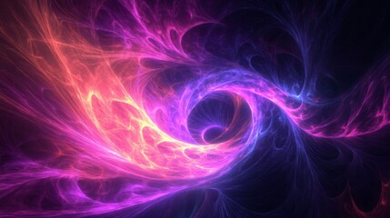 Fototapeta premium Vibrant abstract neon fractal background with glowing swirling patterns and futuristic light effects 