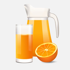 glass of orange juice and oranges