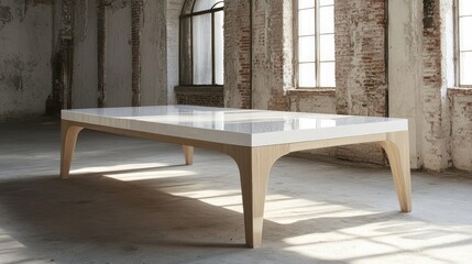 A large work table made of high-density fiberboard with a protective, non-glare coating