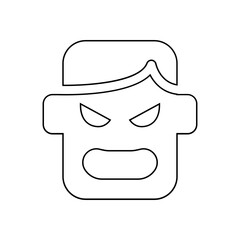 Angry face icon in line style