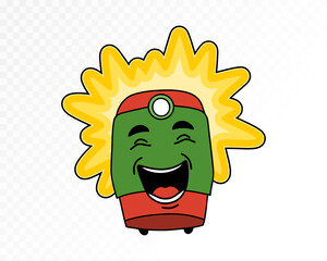 Happy Sporty Train with Headlamp Illustration. Cartoon character. Vector