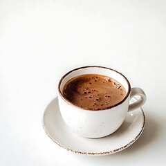 Fototapeta premium Freshly Brewed Turkish Coffee with Frothy Crema – Elegant Minimalist Close-Up