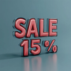 red word 15% sale on blue background
