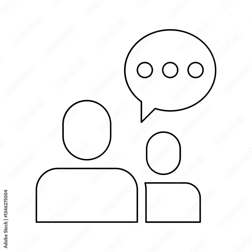 Poster discussion icon in line style