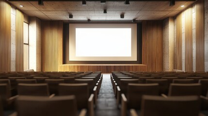 Modern Auditorium Design: Empty Seats Facing Blank Screen