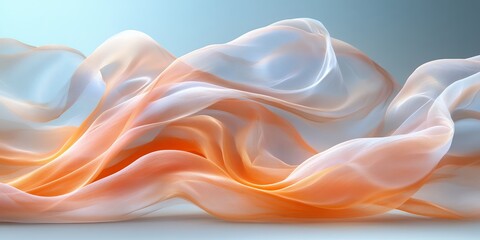 Elegant Peach and White Sheer Fabric Draped SoftlyAbstract Background Texture