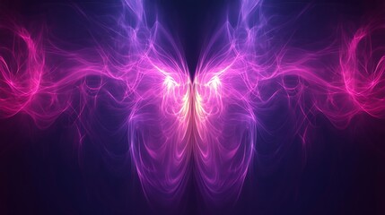 Obraz premium Abstract butterfly wings, vibrant colors, glowing nebula. Possible use Desktop wallpaper, digital art