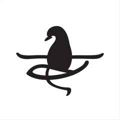 Vector logo silhouette doodle illustration, classic black and white, geometric shapes and clean lines create a timeless and elegant design focusing on balance and visual clarity