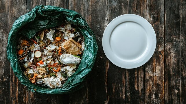 Composting food scraps in a green bag