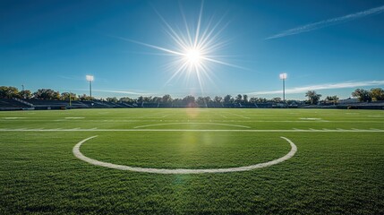 Sunny day at an empty football field.