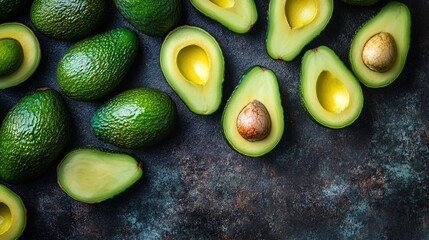 Background with avocado on a dark background