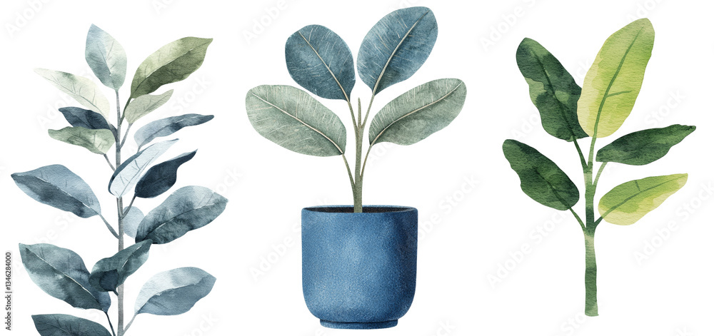 Poster the illustration features a palm tree on an isolated white background, created in watercolor with a 