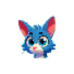 Pixel playful kittens. Little yak cats smiling cutely. Friends for a child. Retro images of kittens. Kitten icons.