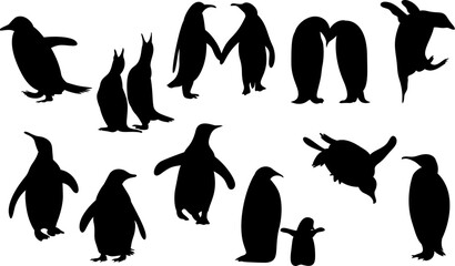 pinguin silhouette element decoration clipart
