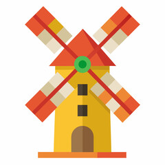 Cartoon windmill vector on white background. 