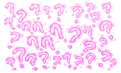 Pink question mark splatter pattern