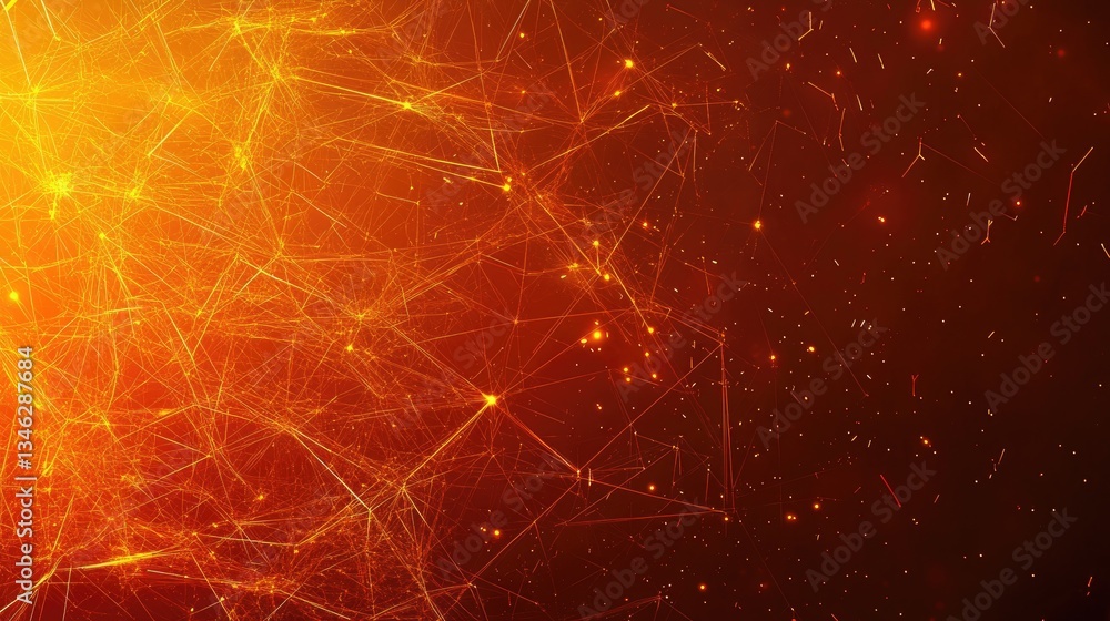 Poster vibrant abstract pattern with glowing lines and particles background