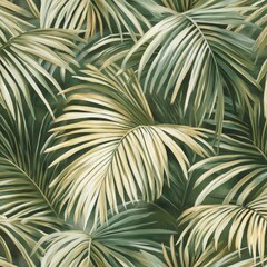 Tropical palm leaves form a detailed green texture pattern