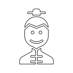 Chinese man icon in line style