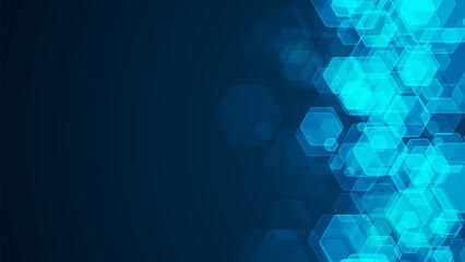 Abstract cube hexagon shape background. Digital technology concept