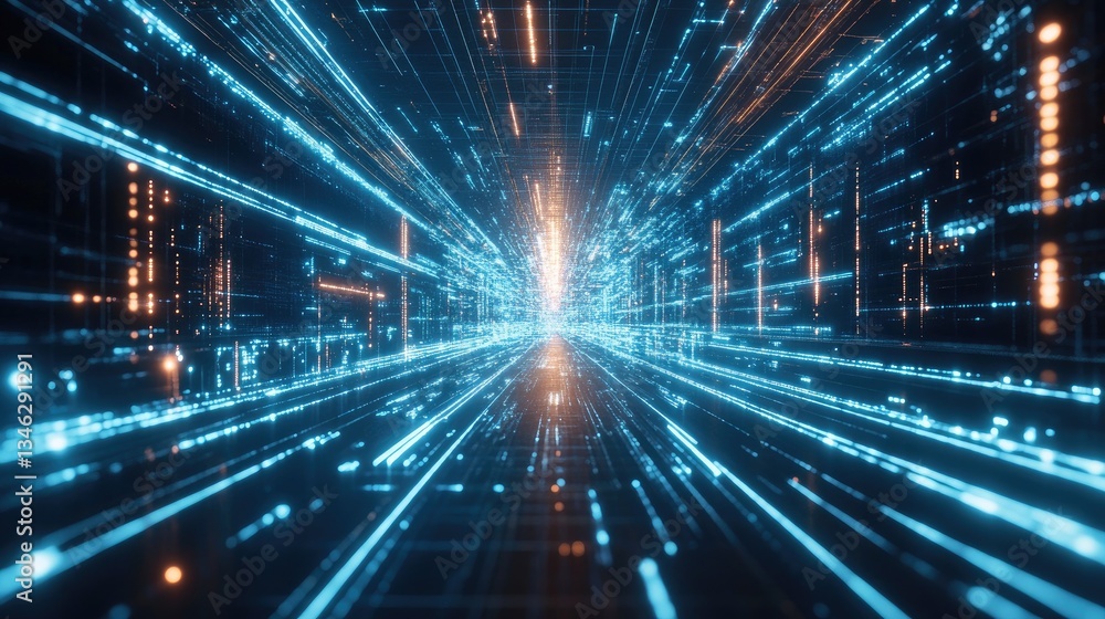 Aufkleber dynamic stream of light and color in a futuristic digital space