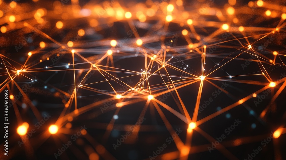 Poster abstract digital connections with glowing lines and light nodes