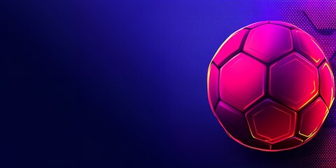 Fototapeta premium Vibrant Pink Soccer Ball on Dark Blue Background Perfect for Sports Graphics
