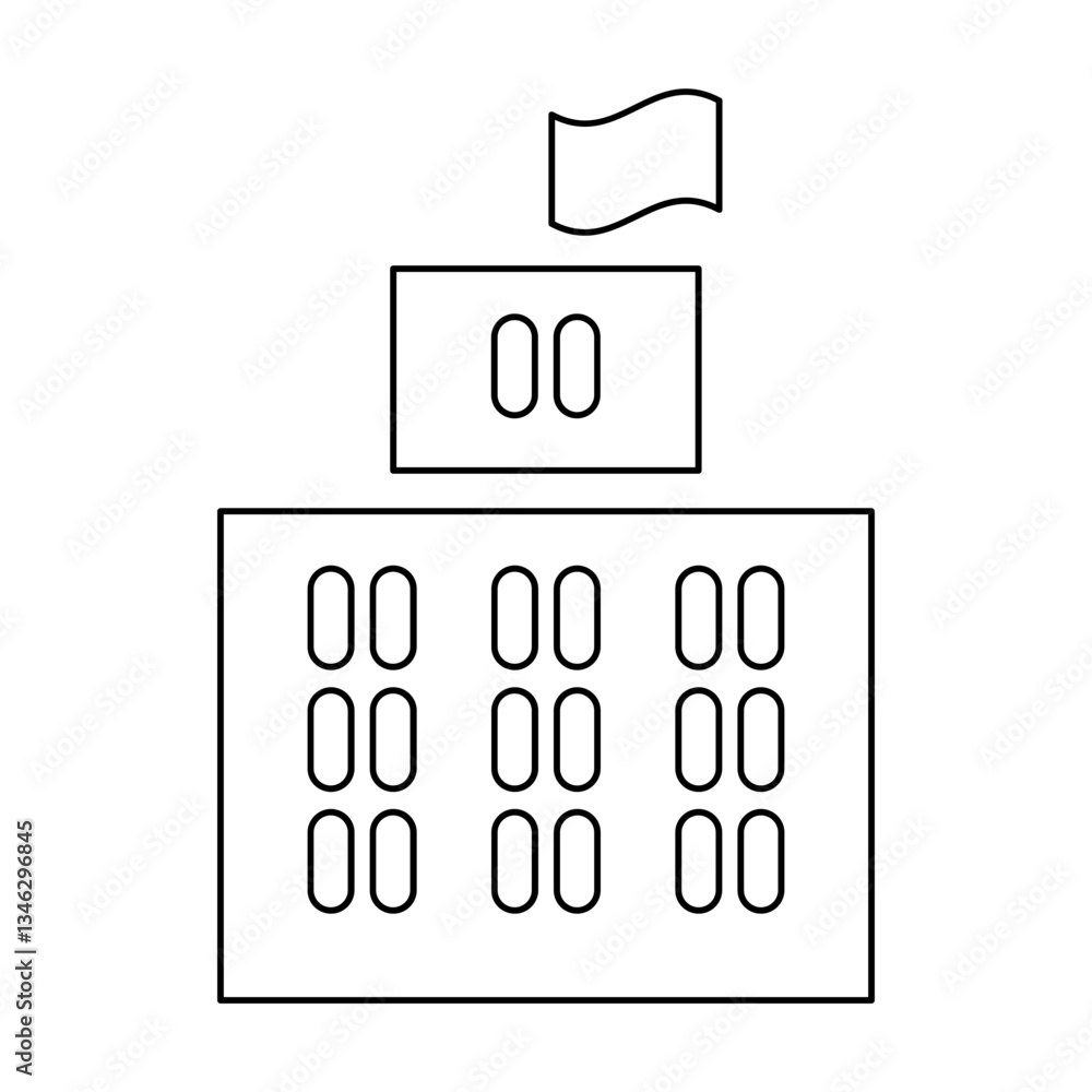 Poster building icon in line style