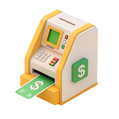 A digital ATM calculator, a business finance device, on a transparent background.