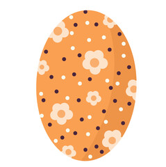 A flat-style Easter egg illustration with a floral and polka dot pattern in soft Orange tones. The elegant yet playful design makes it ideal for seasonal decorations, greeting cards, and digital use.