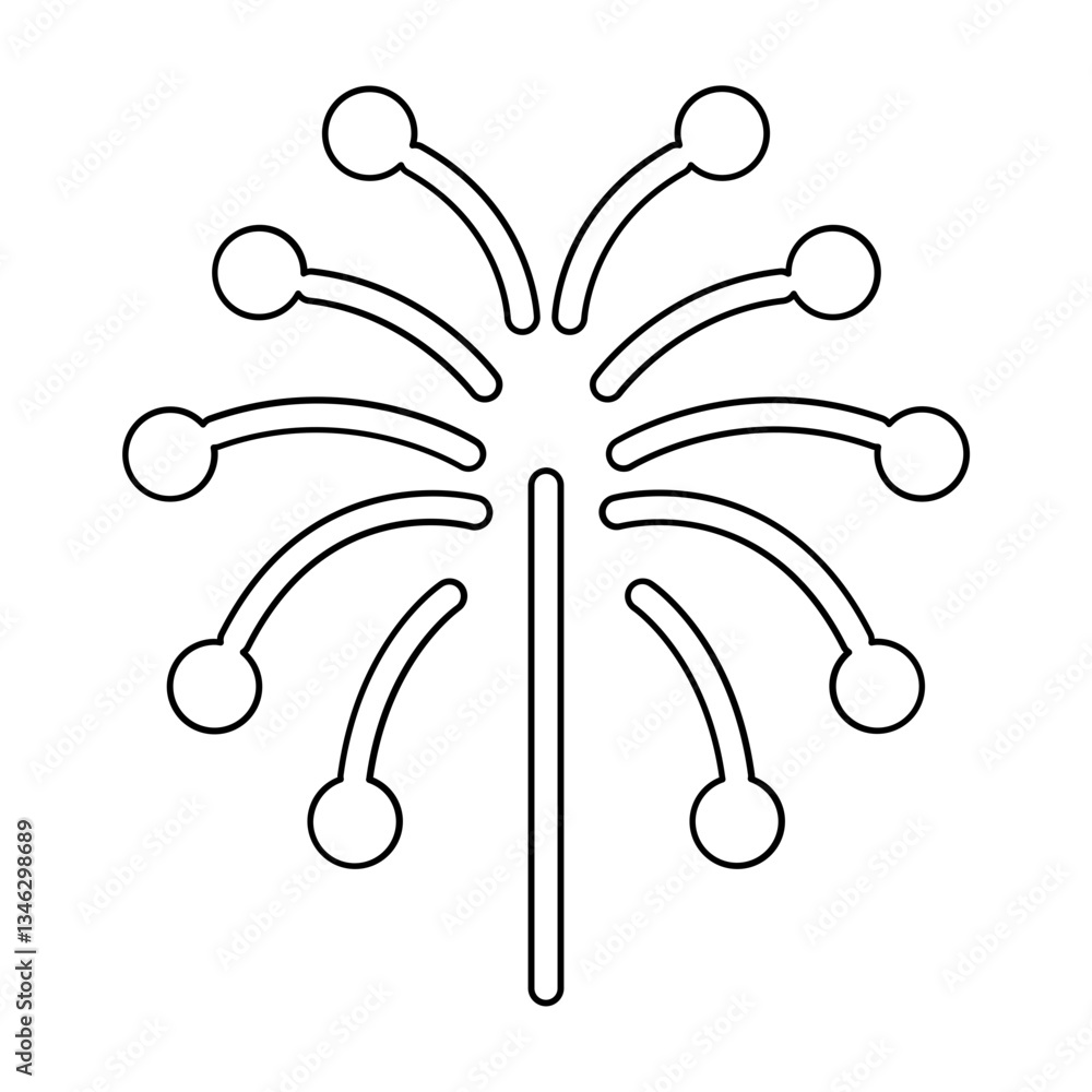Poster firework icon in line style