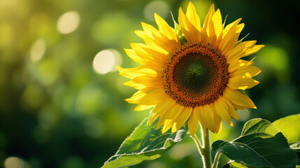 Fototapeta premium Golden Sunflower in Bloom: A Symbol of Youth and Renewal