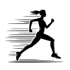 Silhouette of a Runner in Motion – Transparent Background