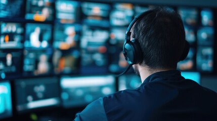 Fototapeta premium Streamer Interacting with Viewers Through Chat Interface on Live Broadcasting Software Platform Digital Communication and Engagement in Virtual Streaming Environment